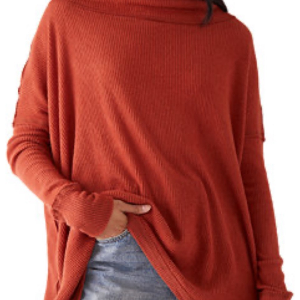 We The Free Rust Cowl Neck Sweater